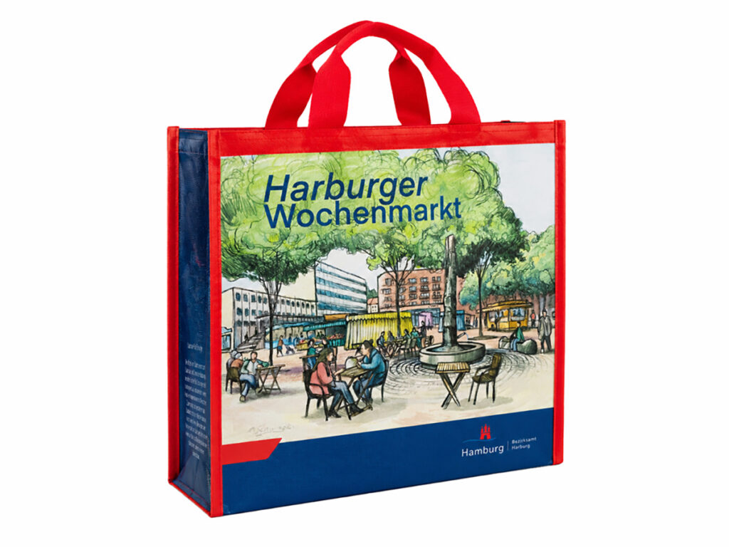 Kunst auf dem Wochenmarkt - 1.000 Markttaschen für Harburg