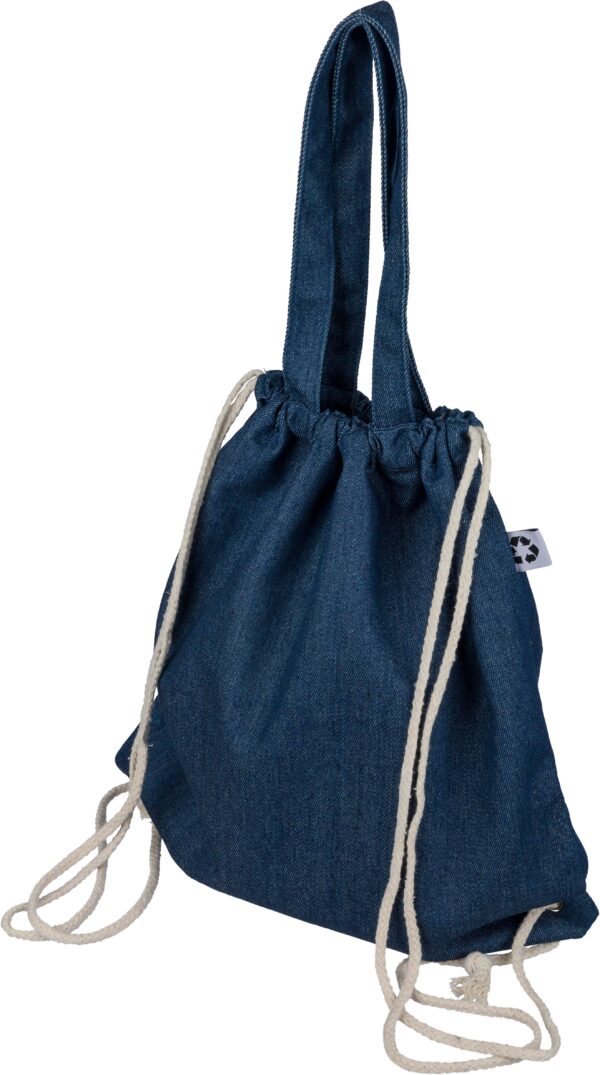 Recycelte Denim-Kordeltasche Dex - Rucksäcke mit Logo