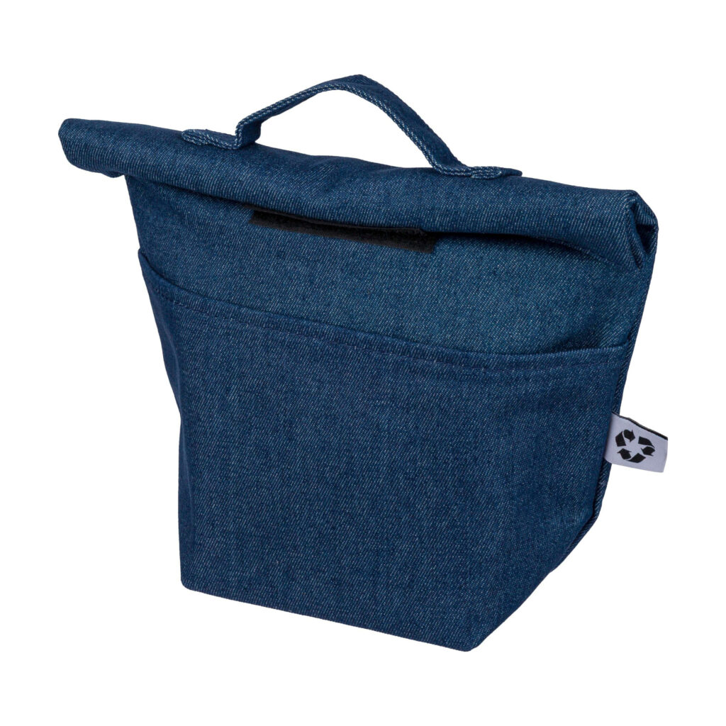 Recycelte Denim-Kühltasche mit Rollverschluss Mira