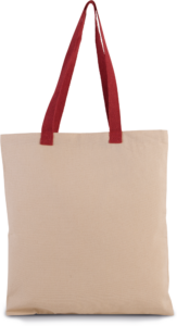 Flache Shoppingtasche aus Tuch mit kontrastfarbenem Griff - Shopper mit Logo