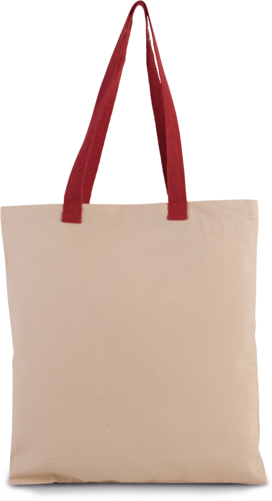 Flache Shoppingtasche aus Tuch mit kontrastfarbenem Griff - Shopper mit Logo