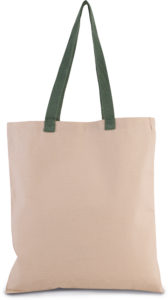 Flache Shoppingtasche aus Tuch mit kontrastfarbenem Griff - Ansicht 3