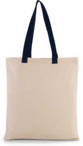 Flache Shoppingtasche aus Tuch mit kontrastfarbenem Griff - Ansicht 6