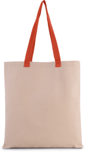 Flache Shoppingtasche aus Tuch mit kontrastfarbenem Griff - Ansicht 8