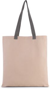Flache Shoppingtasche aus Tuch mit kontrastfarbenem Griff - Ansicht 9