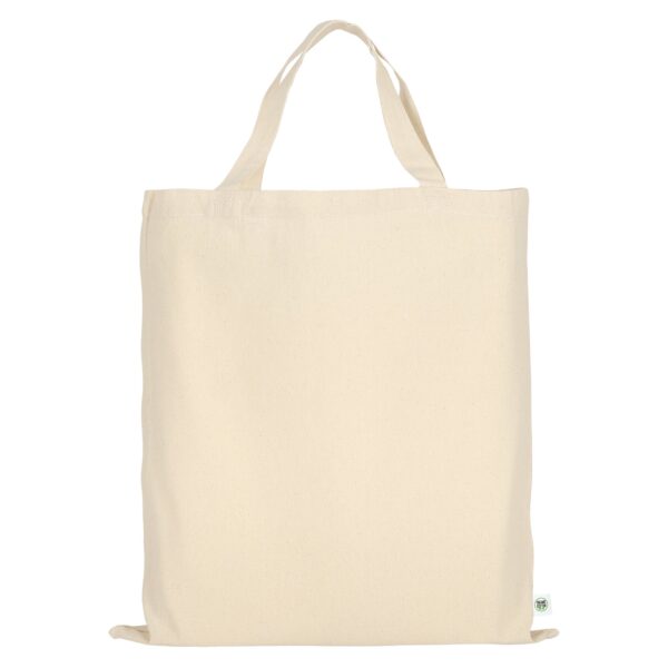 Tasche mit zwei kurzen Henkeln aus Organic-Baumwolle, Farbe Natur
