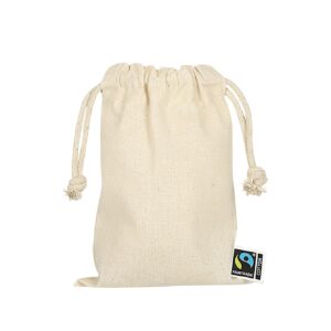 Zuziehbeutel aus Fairtrade-zertifizierter Baumwolle, 10 x 14 cm, Farbe Natur