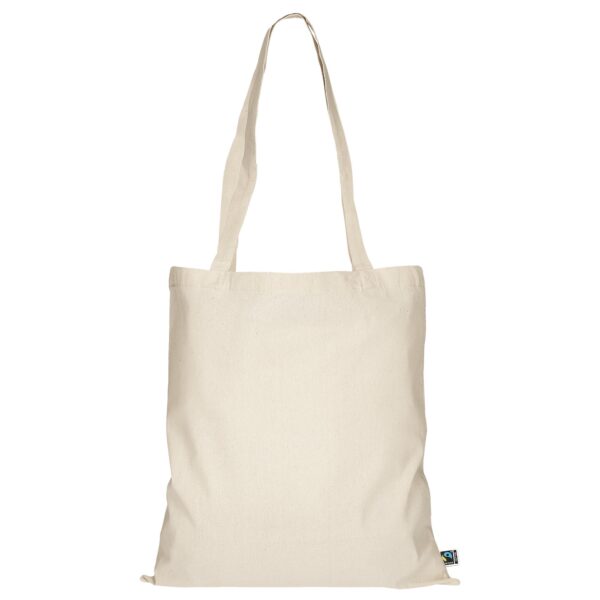 Tasche aus Fairtrade-zertifizierter Baumwolle mit zwei langen Henkeln, ca. 200 g/m², Farbe Natur